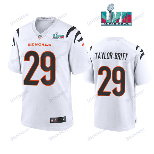 Cam Taylor Britt 29 Cincinnati Bengals Super Bowl LVII Men Game Jersey- White