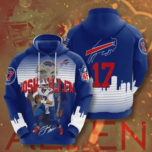 Buffalo Bills Josh Allen 7 Customized Pattern Printed Pullover Hoodie