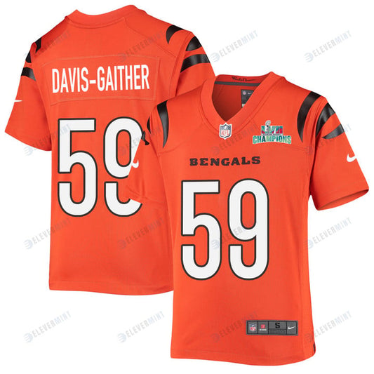 Akeem Davis-Gaither 59 Cincinnati Bengals Super Bowl LVII Champions Youth Alternate Game Jersey - Orange