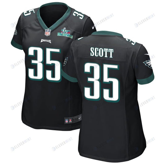 Boston Scott 35 Philadelphia Eagles Super Bowl LVII Champions Women Game Jersey - Black