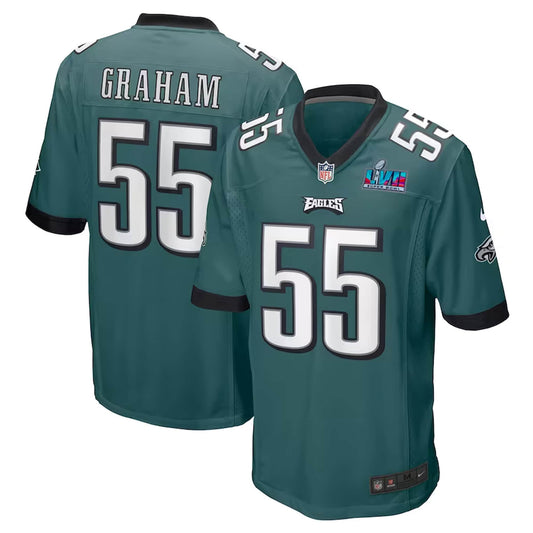 Brandon Graham Philadelphia Eagles Nike Super Bowl LVII Patch Game Jersey - Midnight Green