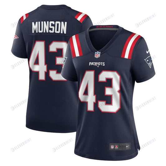 Calvin Munson 43 New England Patriots Game Women Jersey - Navy